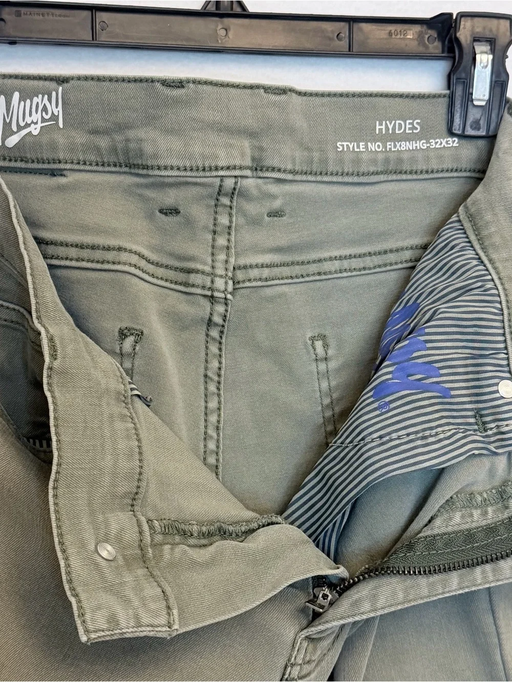 Mugsy Hydes Men’s 32x32 Olive Green Stretch Jeans Slim Straight Fall Pants